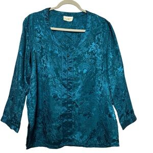 Victoria’s Secret Vintage 90s Gold Label Floral Satin Button Down Pajama Top